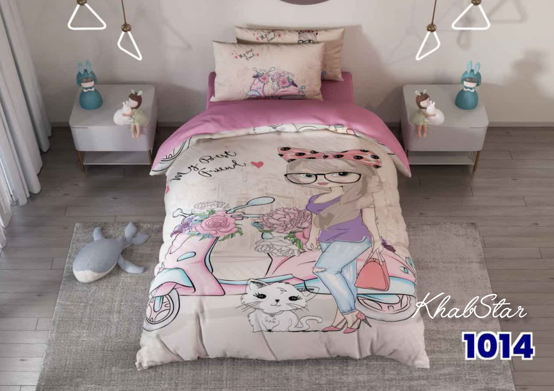 روتختی سه بعدی طرح دختر و اسکوتر کد 1014