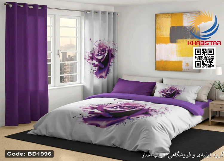 روتختی سه بعدی طرح گل بنفش کد BD1996